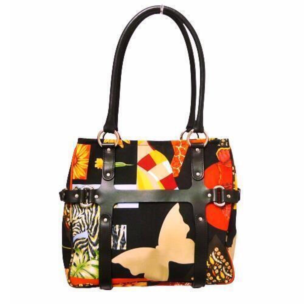 Salvatore Ferragamo Animal Tote Bag Leather Multicolor Black Magnetic Closure